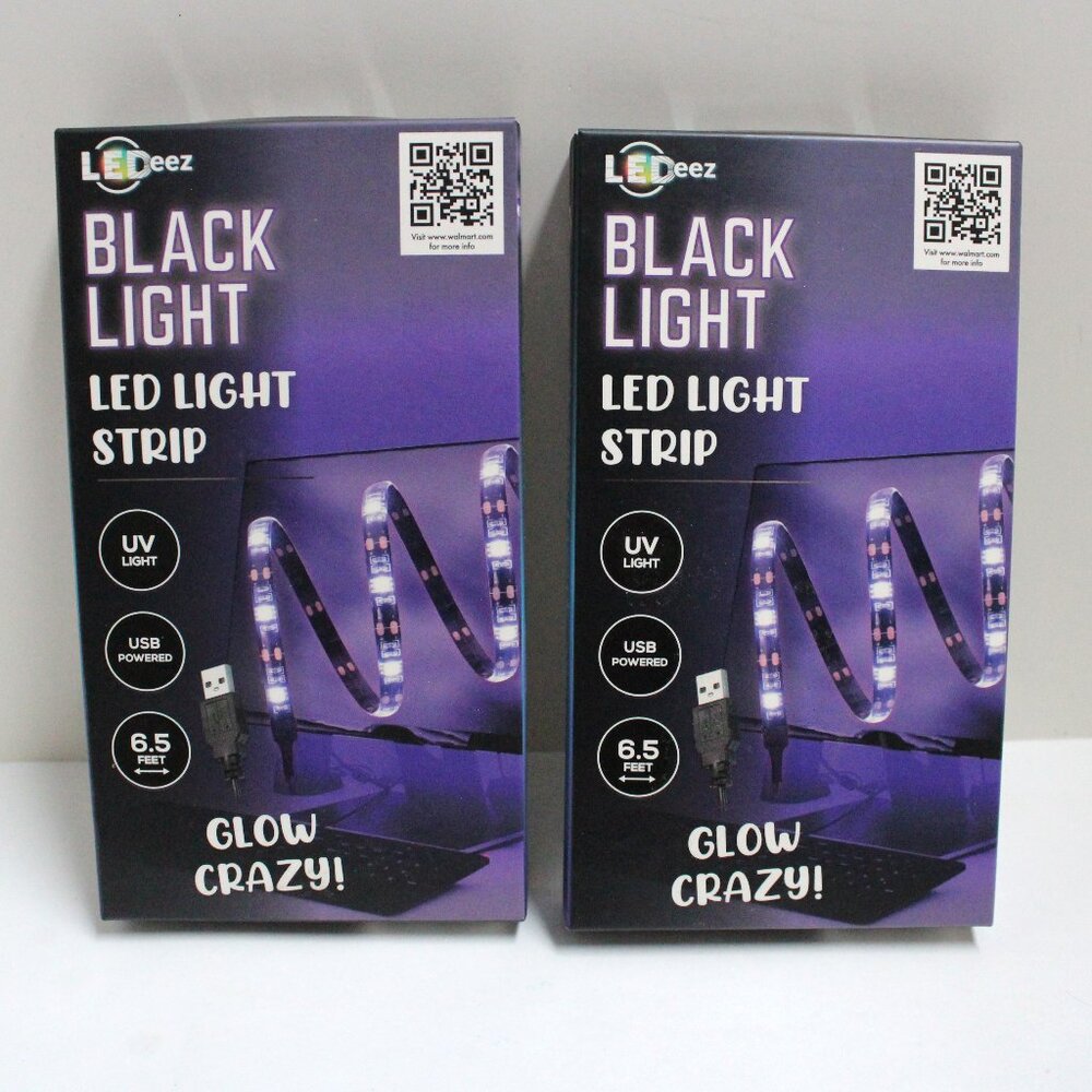 2 Boxes (Contains 1 Each) Black Light LED Light Strip - USB Powered